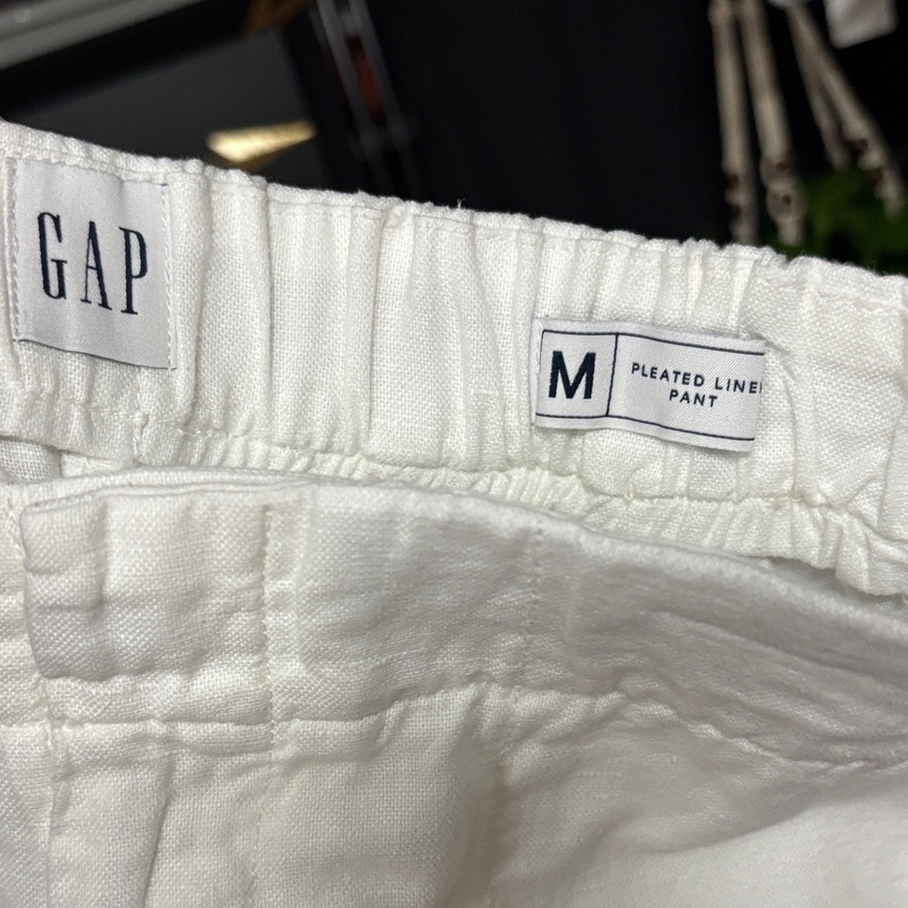 GAP Women's White Wide Leg Linen Pants - Picture 5 of 5